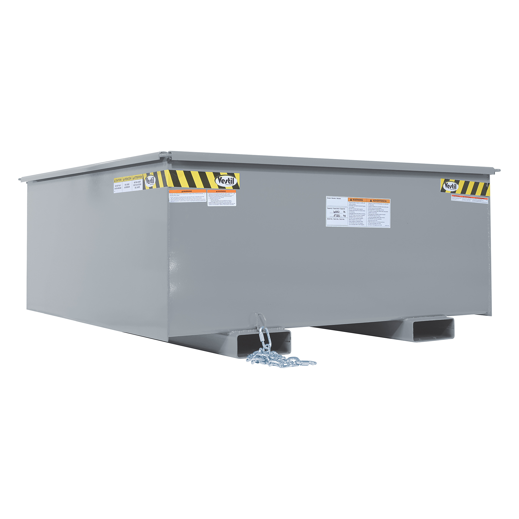 Vestil Steel Rotating Heavy-Duty Box Hopper — 1.25 Cubic Yard, 6,000-Lb. Capacity, Silver, Model# R-125-HD-SL
